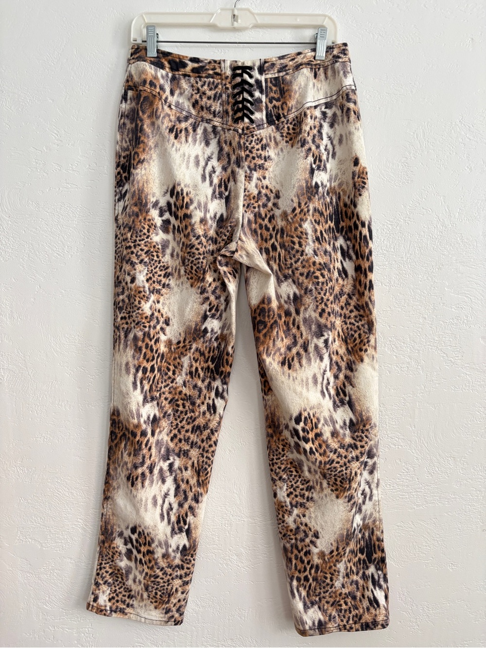 Vintage Betu Sport High-Rise Mixed Animal Print Lace Back Pants 90s